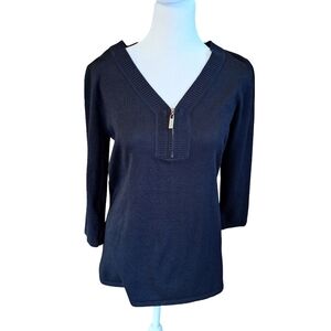 Cable & Gauge Black V-Neck Women's Top